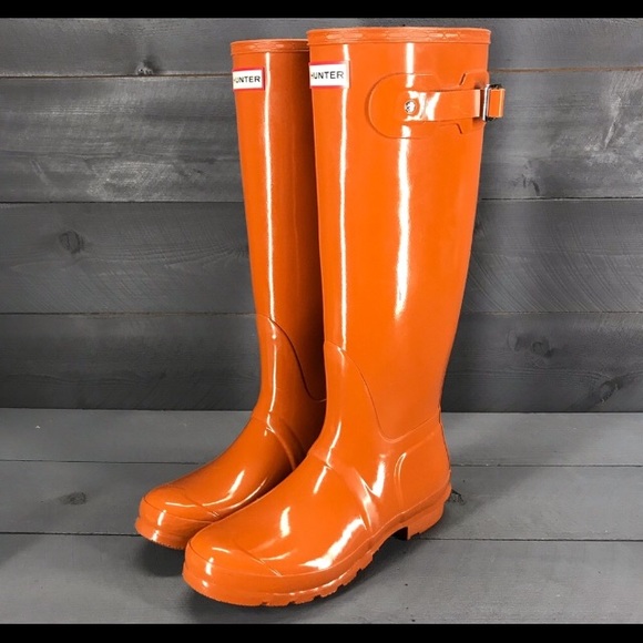 Hunter Shoes - Hunter Orange Tall Gloss Boots